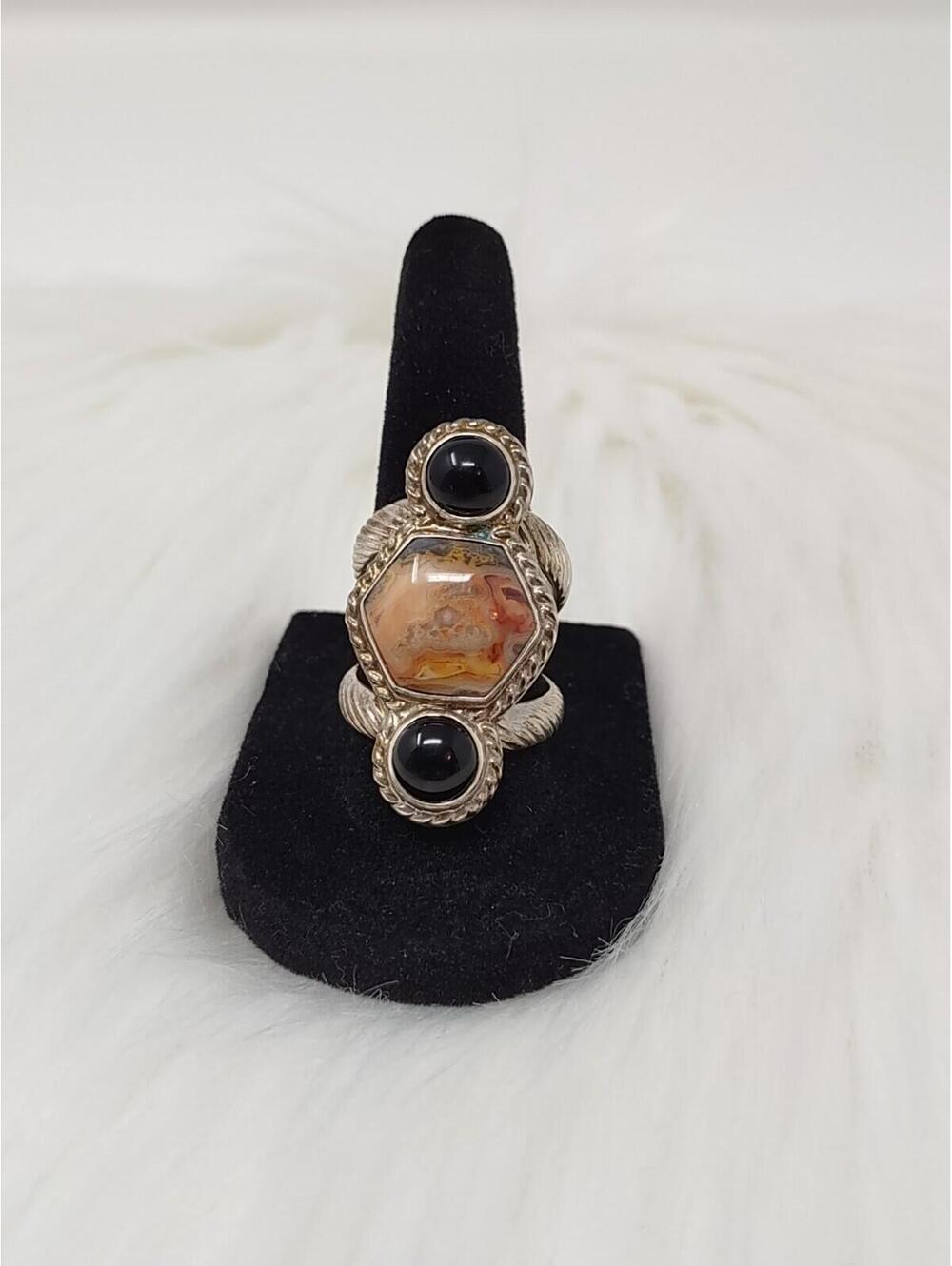 Jay King DTR 925 Sardonyx Agate Onyx Statement Ring Sz 8